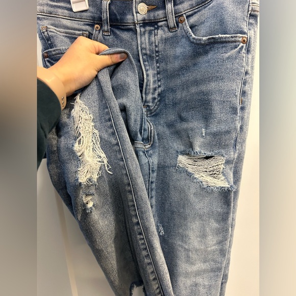 Express High Rise Cropped Flare Blue Jeans - Picture 3 of 11